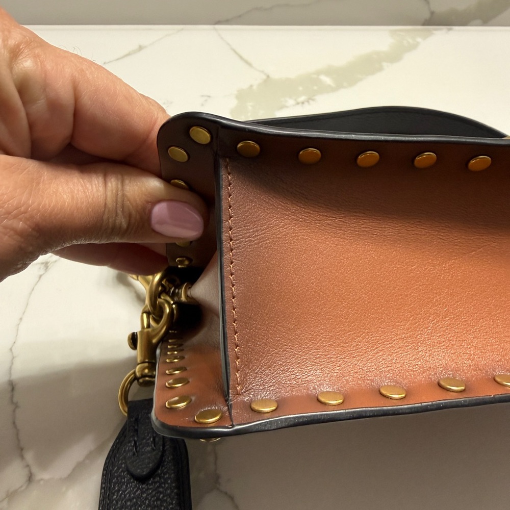 Coach Black and Brown Crossbody Bag with top handle with Gold Accents - Picture 7 of 16